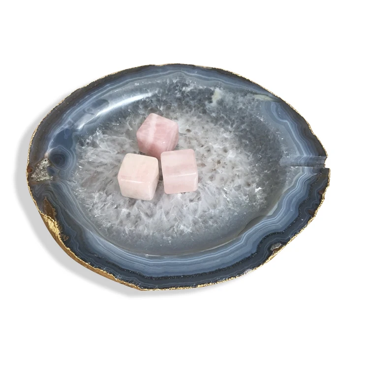 China Factory Wholesale High Quality Gemstone Agate Quartz Stone Coffee Table Tray
