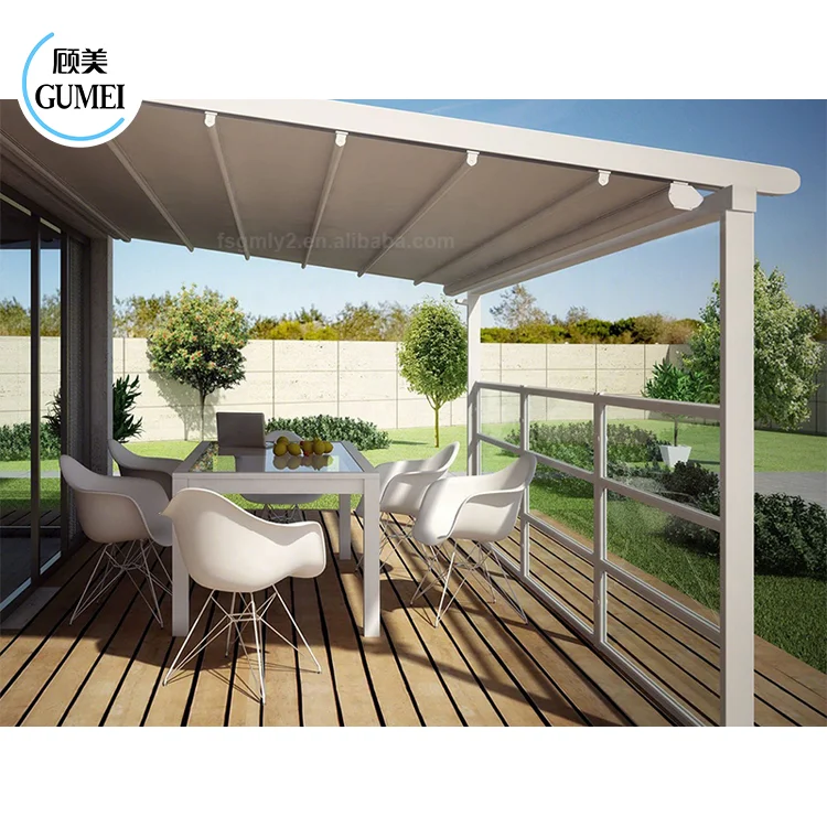 High Quality PVC Waterproof Pergola Balcony Folding Retractable Roof Systems for Garden