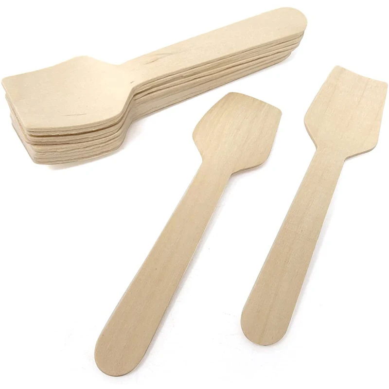 Oem Healthy Natural Birch 100% Biodegradable Disposable Ice Cream Food Wooden Coffee Spoon Wood Cutlery For Party