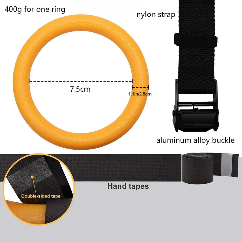 Wholesale ABS Plastic Gymnastic Rings With Adjustable Straps Gym Ring Strap For Power Training