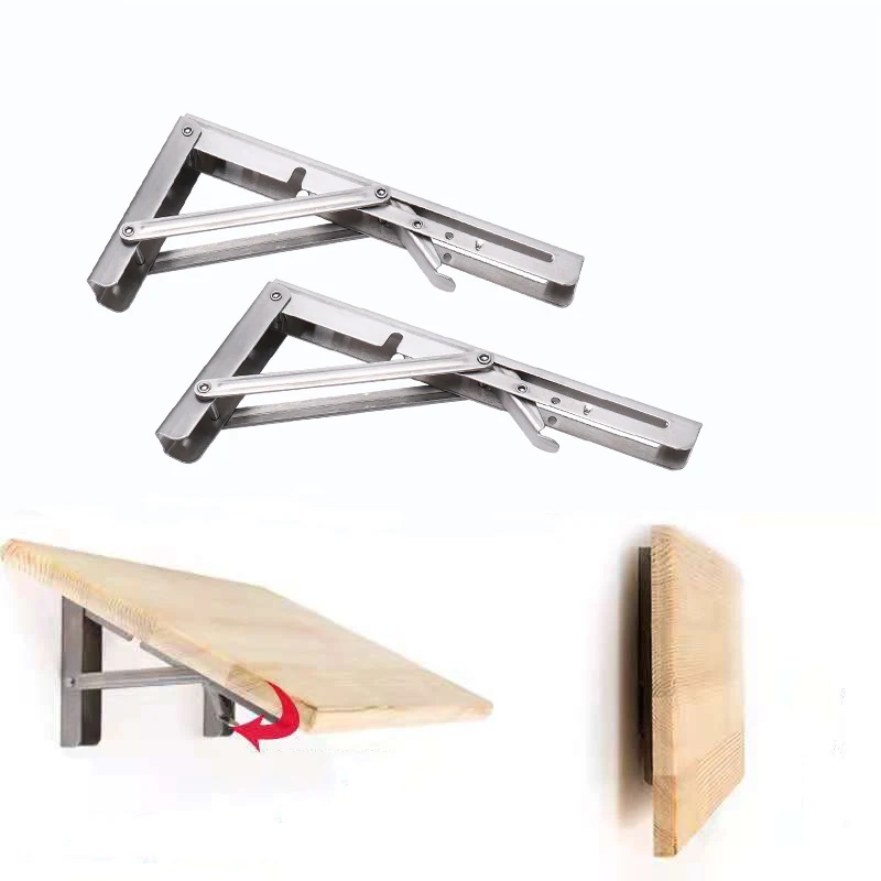Furniture Folding Hinge Bracket Bench Triangle Adjustable Stainless Steel Wall Mounted Metal Folding Table Bracket