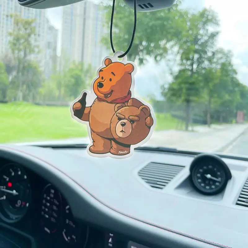 High quality Custom 2024 cartoon teddy bear 2mm cotton paper cute air freshener for car