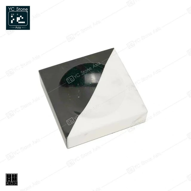 
YC STONE ASIA: Hot Sale Modern Black and White Splicing Ashtray, Natural Marble Decoration Square Shape Ashtray Holder 