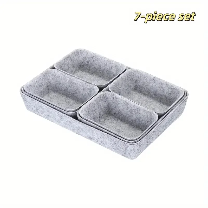 Wholesale In-Stock Seven-Piece Integrated Molding Snack Felt Storage Box for Household Goods Storage