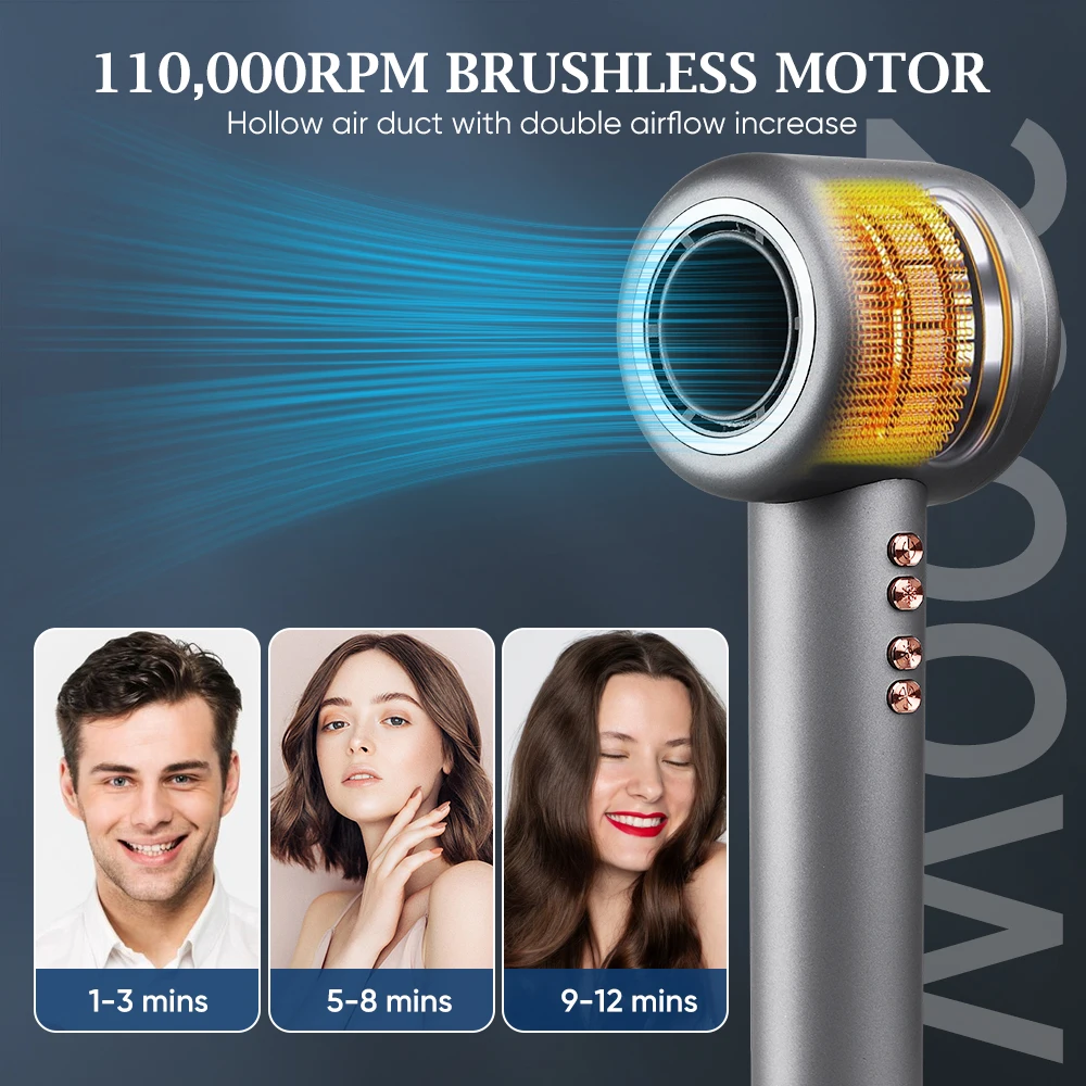 Hair Salon Tools Portable Professional Hair Dryer Set 110000RPM High Speed BLDC Hairdryer Ionic Blow Dryer