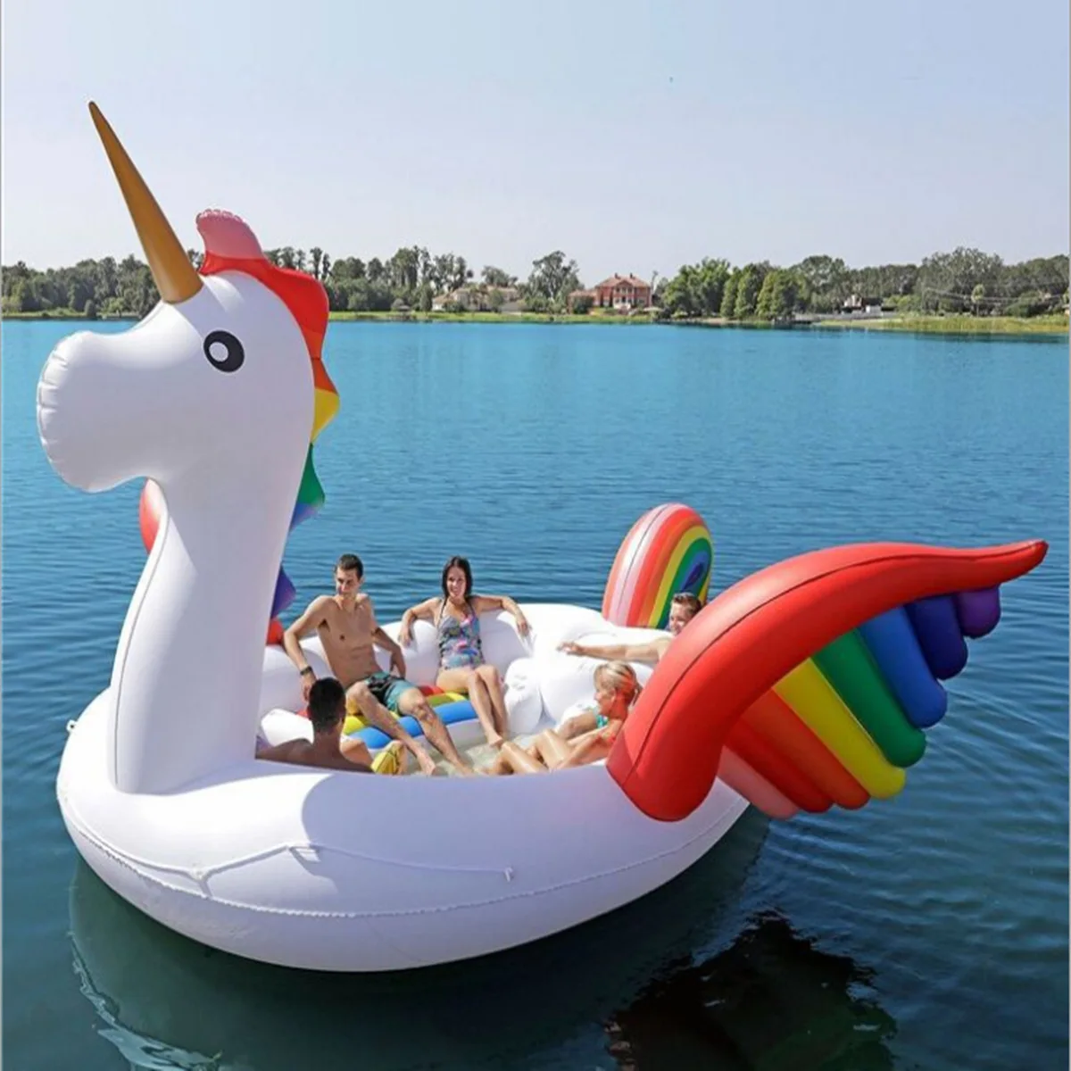 Huge 6 person Party game unicorn inflatable swimming pool float good quality pool water toy