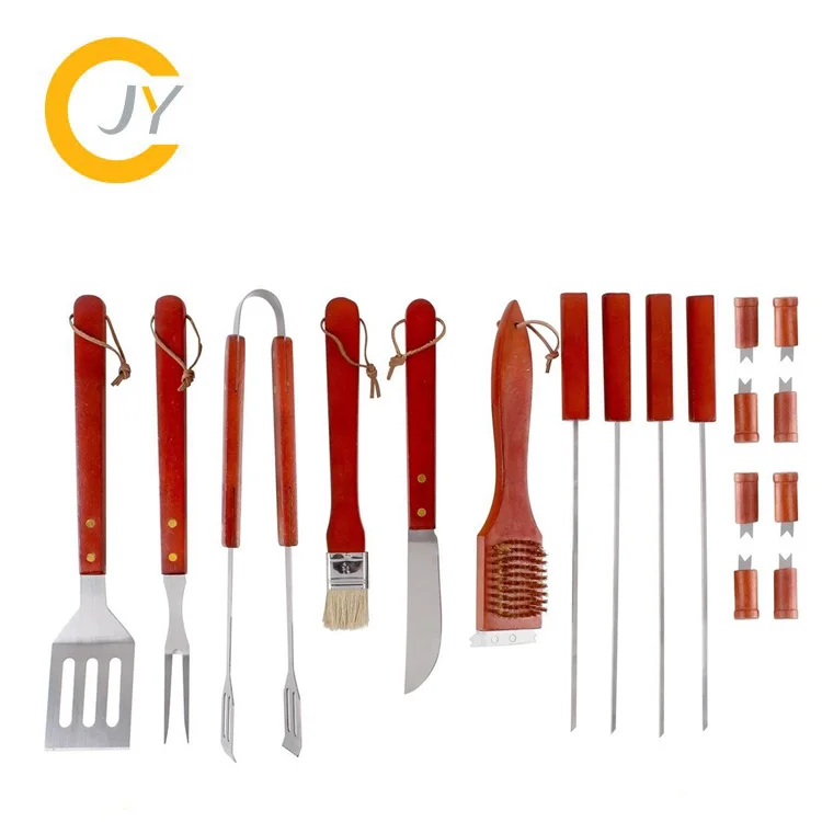Outdoor portable bbq 18pieces accessories tool kit set with carry bag