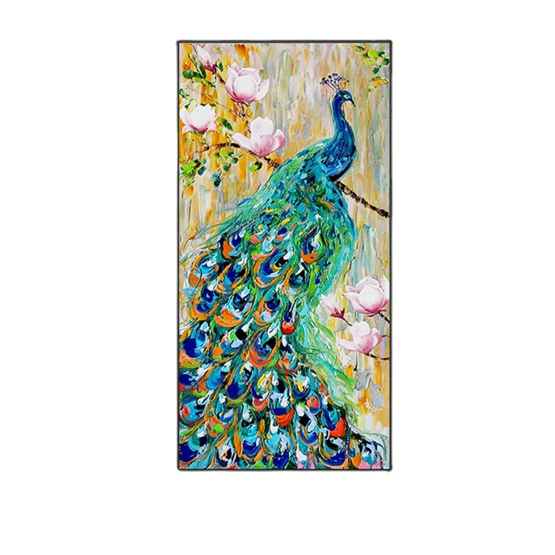 Hand-painted peacock oil painting three-dimensional animal hanging paintings corridor murals living room decorative paintings