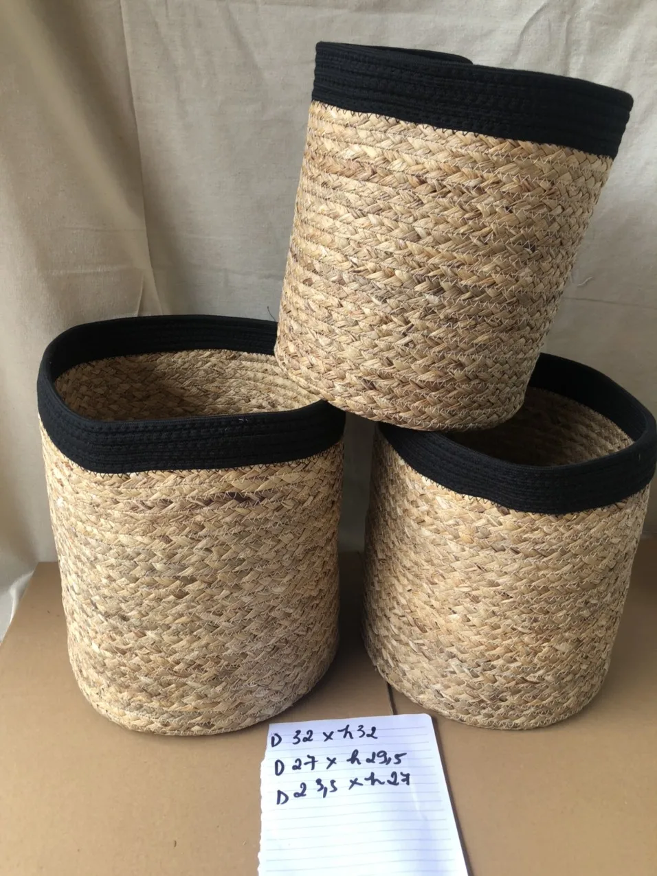 New design packs basket from water - hyacinth and cotton rope material handmade from Vietnam.