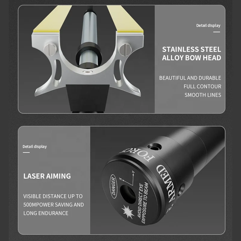 Straight Rod High Precision Telescopic High Power Red Laser Flat Rubber Band Stainless Steel Outdoor Hunting Catapult Slingshot