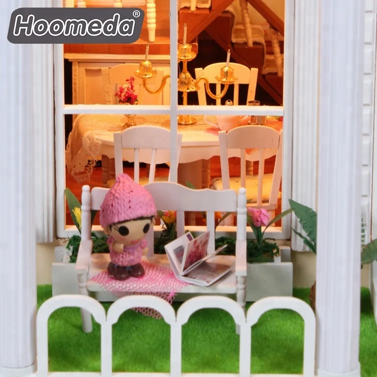 Wholesale Diy Three-Story Folding Villa Piano Lace Bed With Lamp Mini Doll House With Furniture
