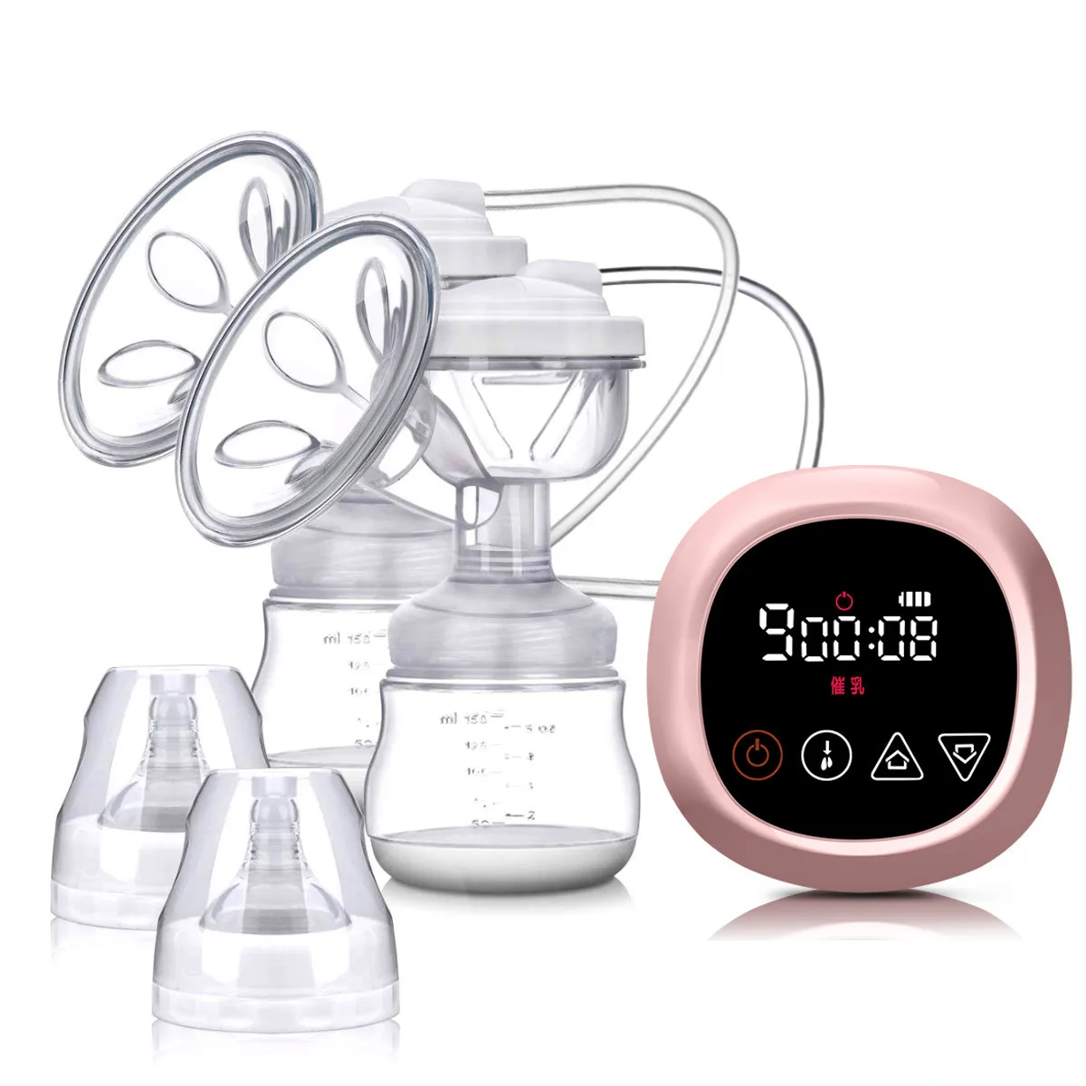 Silicone Double Breast Pump Baby Milk LCD Screen Electric Breast Pump With 9 Levels Sucking Mode