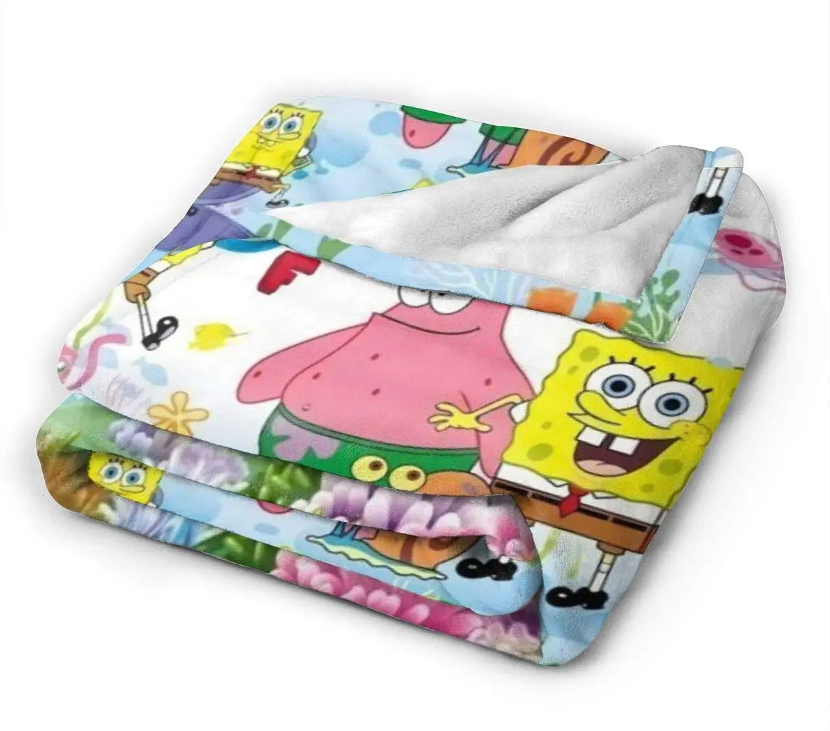 
Spongebob Super Soft Flannel Blanket Happy Smile Face Blanket Custom Digital Printing Blanket 