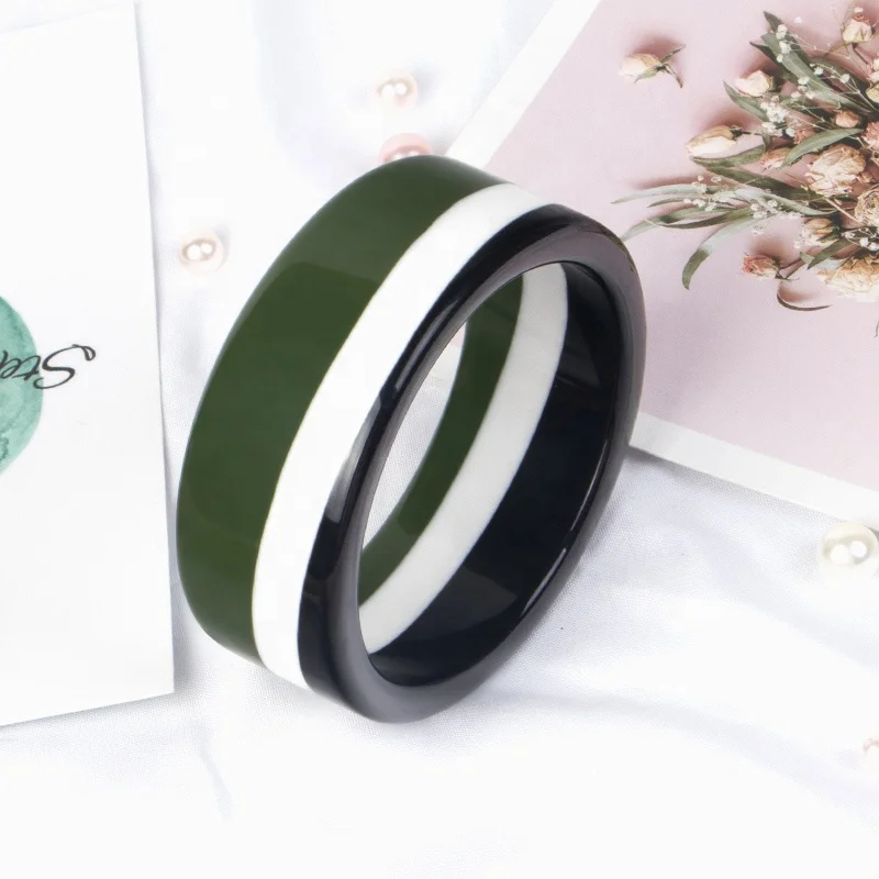 Customized Autumn Winter Three Tone Colour Stripe Plastic Craft Minimalist Resin Bangle Bracelets Jewelry