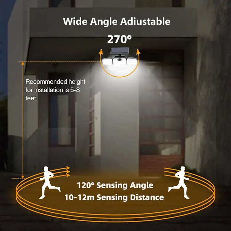 2024 New Design IP65 Waterproof LED Solar Power Light PIR Motion Sensor Outdoor Garden Security Wall Lamp Solar Lights Feature