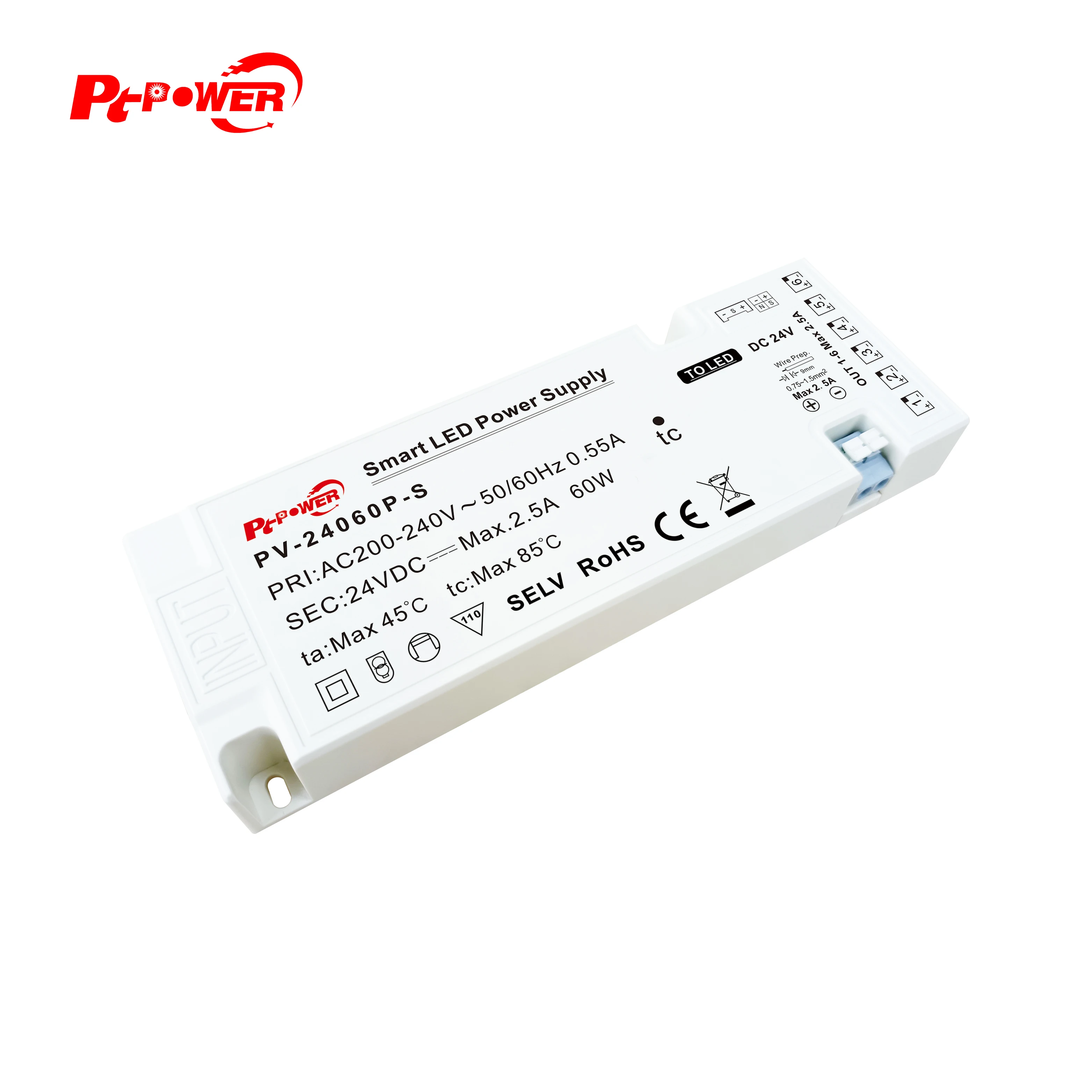 12V 24V Indoor Cabinet Power Supply 60W AC to DC 170-264VAC Constant Voltage LED Driver for LED Strips Light Module