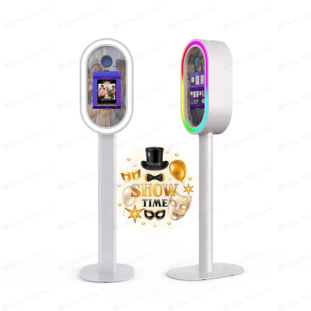 CHIMEE camera machine selfie kiosk oval mirror photo booth with printer iPad dslr booth shell events party wedding photo booth