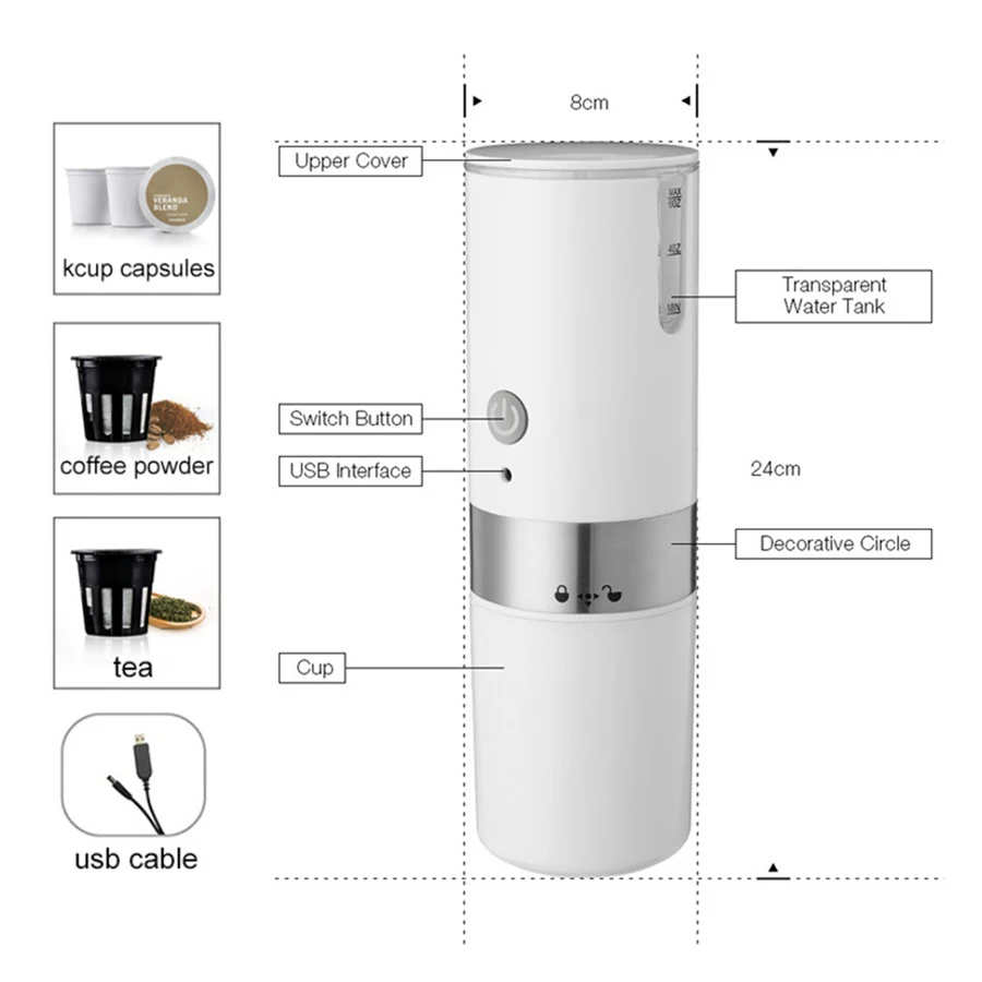 Portable Outdoor Personal Mini Brew drip K Cup Capsules Single Cup Coffee Machine For Electric Coffee Maker