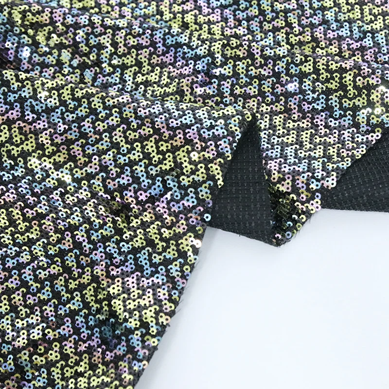 High Quality 3mm Sequin Fabric Multi-Color Wavy Bead Embroidery Cloth Wedding Dresses Skirts Lining Fashionable Knitted Girls