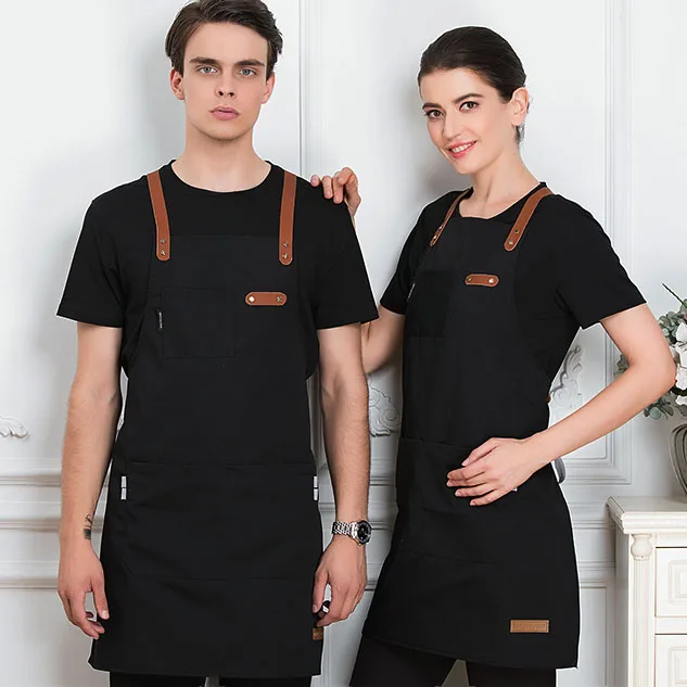 Wholesale Custom Beauty Salon Apron Logo Kitchen Cooking Barista Coffee Shop Apron