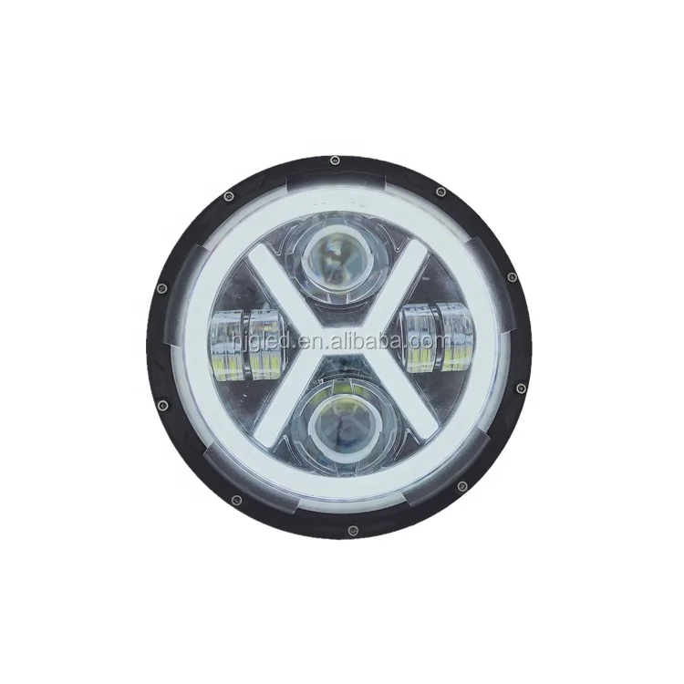 factory wholesale 12v super bright 45w 7 inch round headlight for Harley and Jeep Wrangler motorcycle Projector light