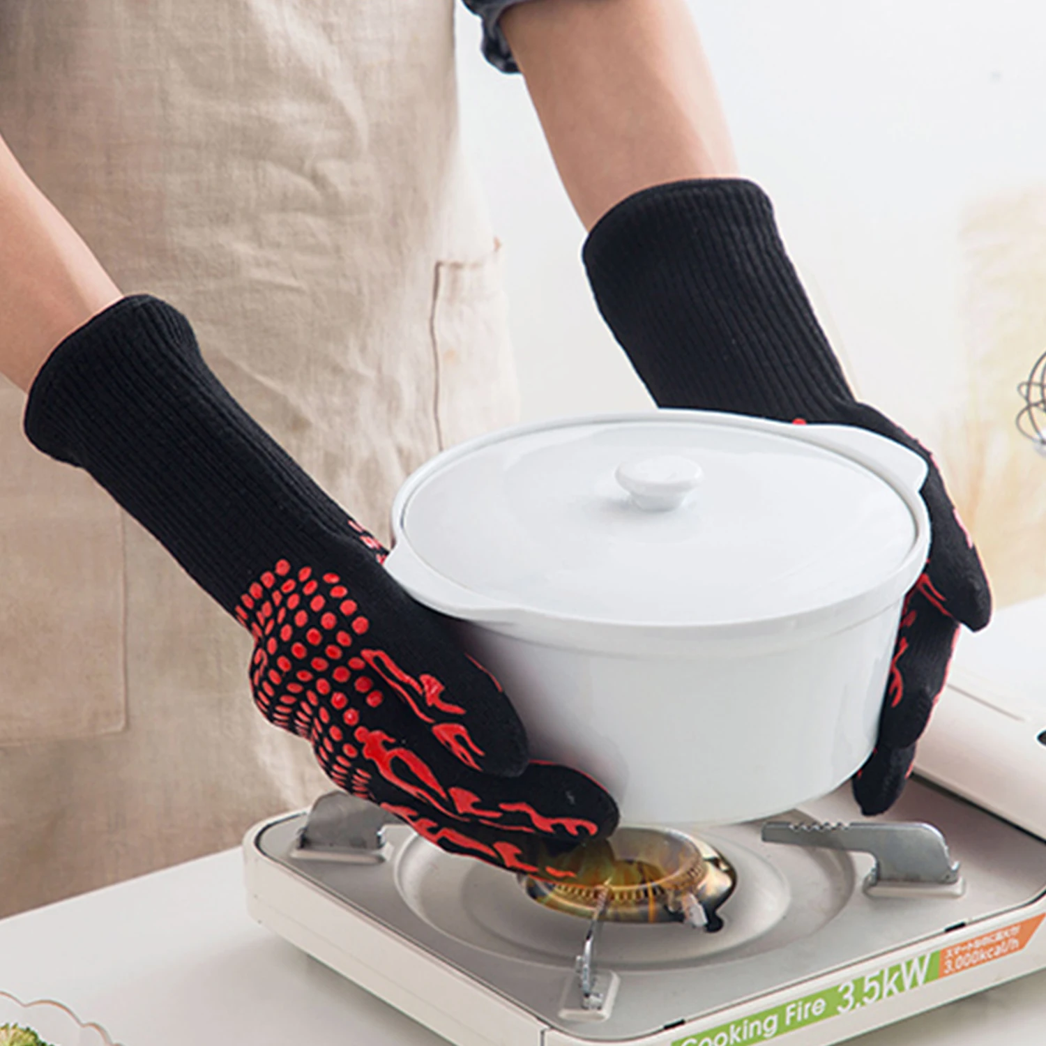 bbq gloves oven cooking barbecue baking cutting heat resistant gloves bbq