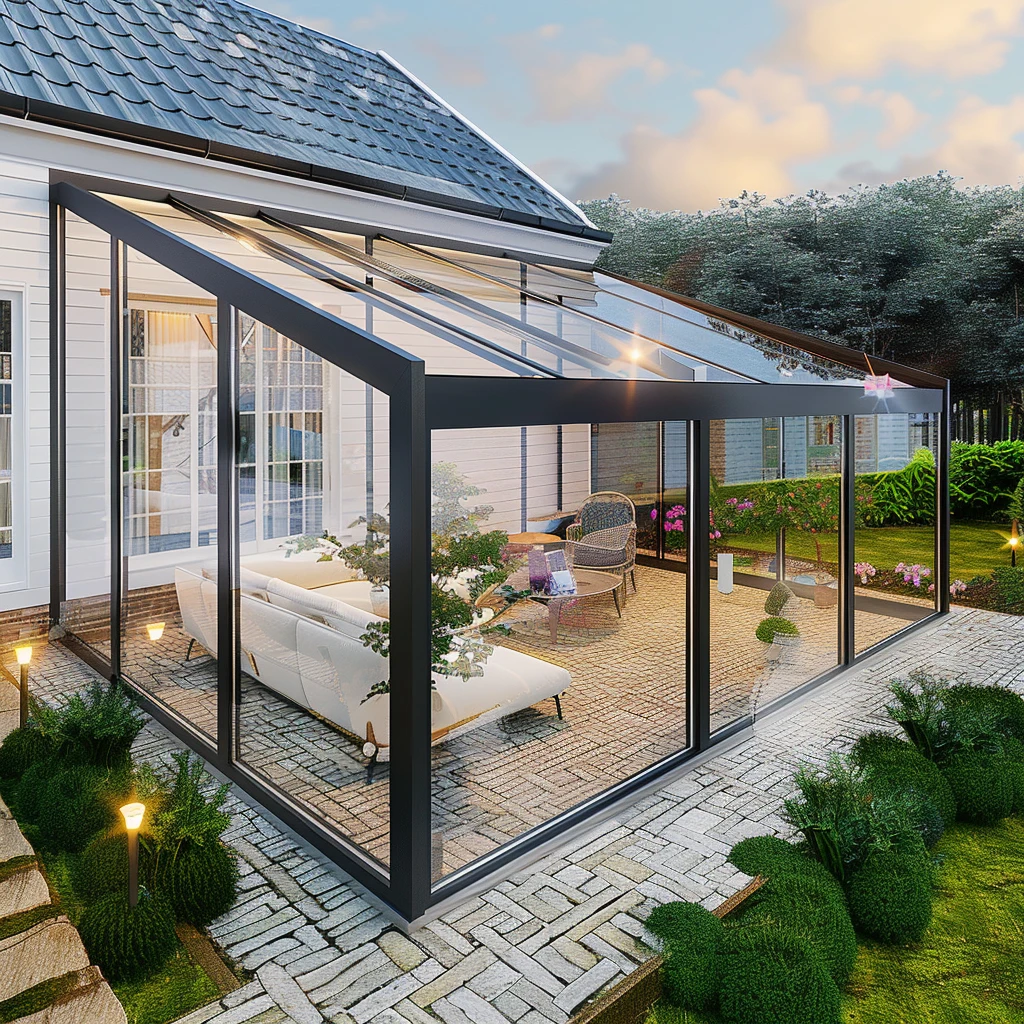 Customized Thermal-break Soundproof Residential Sun Room Outdoor Aluminum And Glass Sunroom For Solarium With sliding door