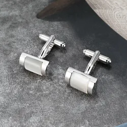 OB Mens Jewelry Retails Steel Color Cuff Links Mother Of Pearl Shell Cufflinks Jewelry For Shop