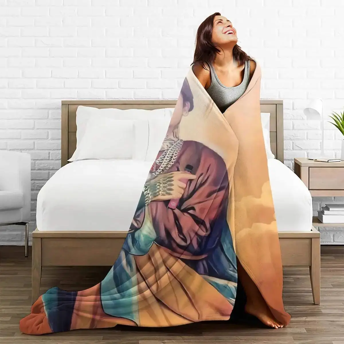N-Natanael Canos Blanket Singer Funny Jesus Travel Office Flannel Throw Blanket Warm Soft Outdoor Custom Bedspread Gift