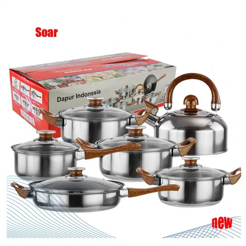 Wholesale Pots Pans Set 12 Pieces Stainless Steel Nonstick Cookware Sets For Home