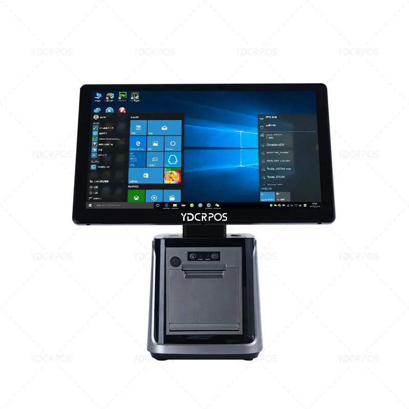 QR Code Scanning High Resolution Desktop Touchscreen All In One 80mm Thermal Printer Pos System With Barcode Scanner