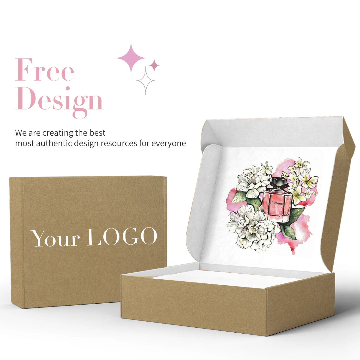 Recycled Kraft Paper Packaging Box Printing Logo Mailer Cosmetic Box Custom Packaging