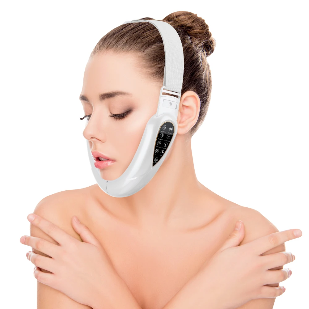 KKS Double Chin Remove Electric V Face Lifting Machine LED Skin Device Vibration Light EMS V-Face Shaping Facial Massager