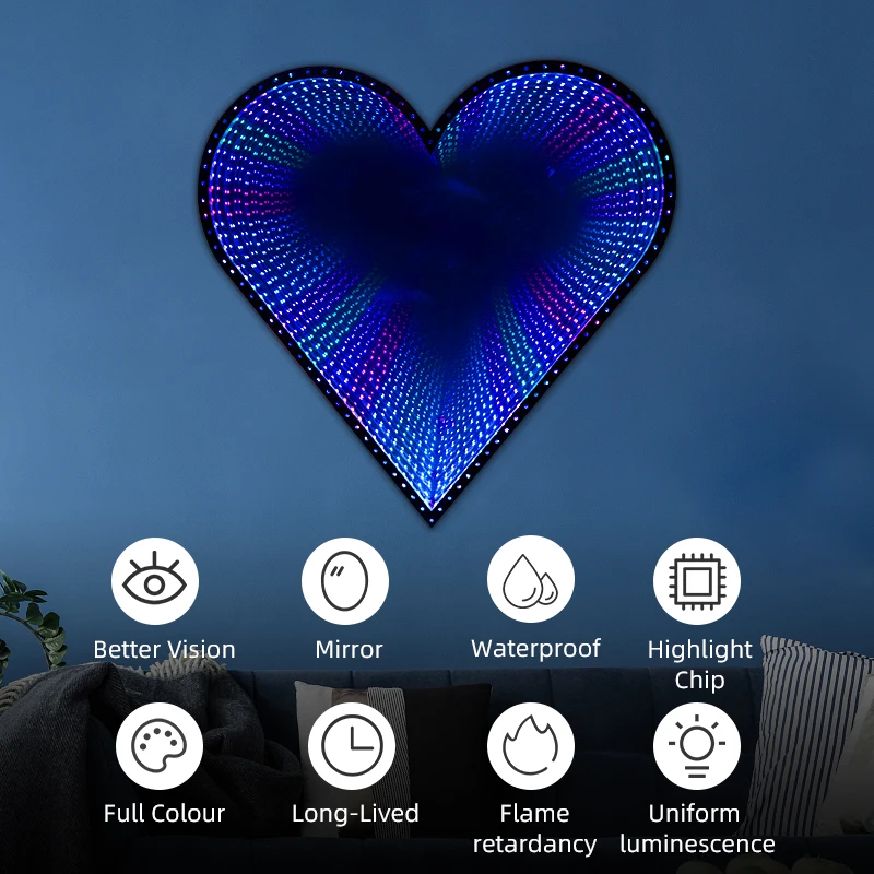 Direct Sold By Factory With One Stop Service Infinity Mirror Led Light Decoration Neon Mirror