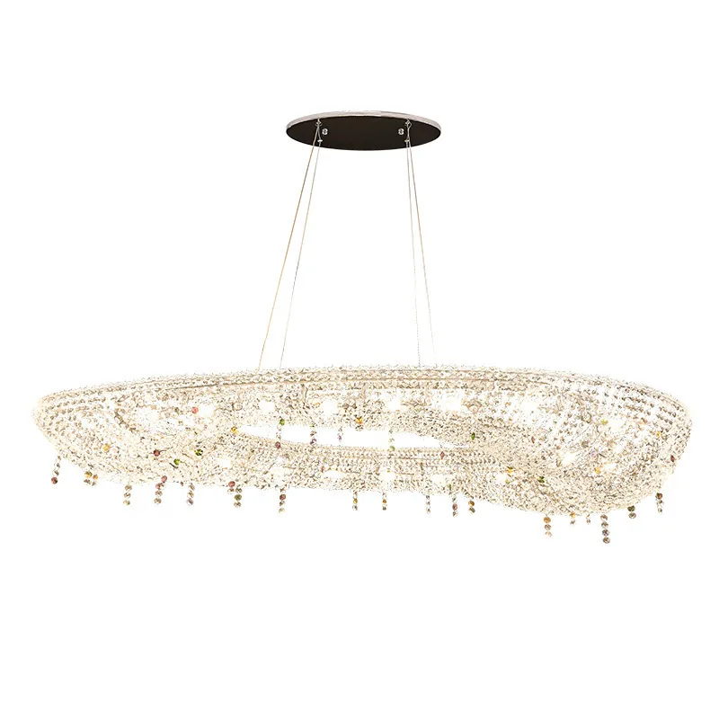 Modern Ceiling Hanging Light LED Clear Glass Chandelier Luxury Crystal Chandelier For Hotel Lobby Dining