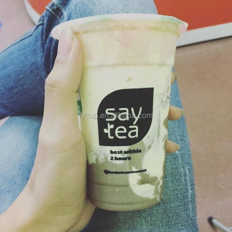 95mm caliber ice coffee cup beverage manufacturer disposable plastic PET cup with cover boba tea yogurt customizable slush cups