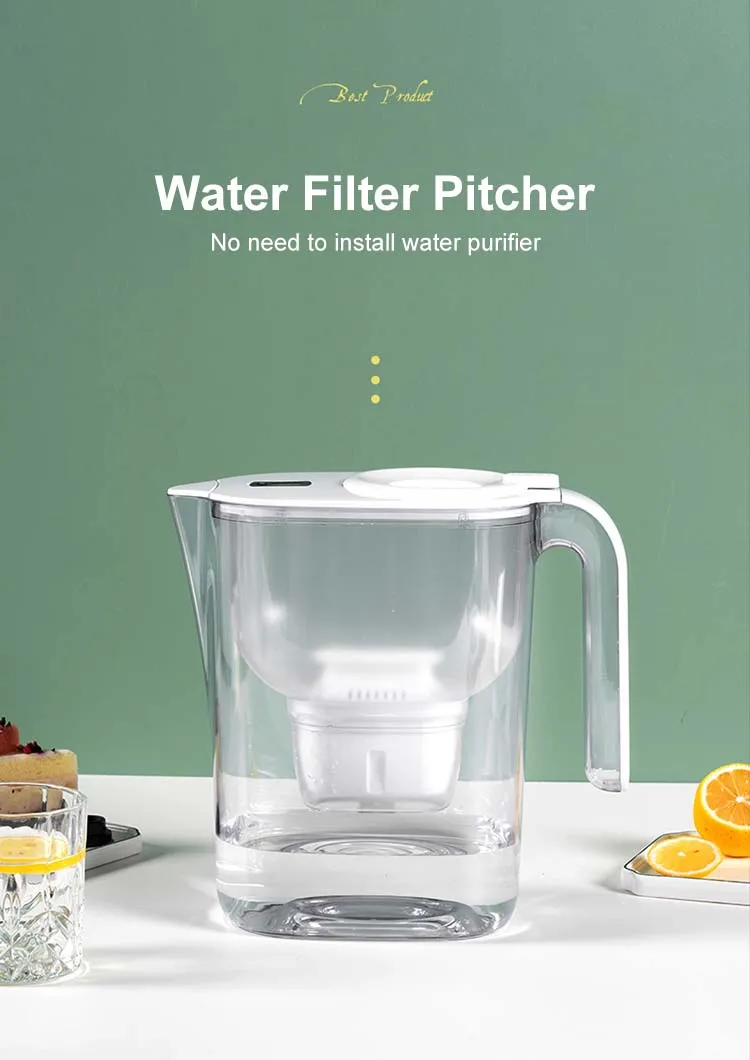 Food Grade Material 3.8L Large Capacity Long Life Filter Element 0.15L/Min Water Filter Pitcher