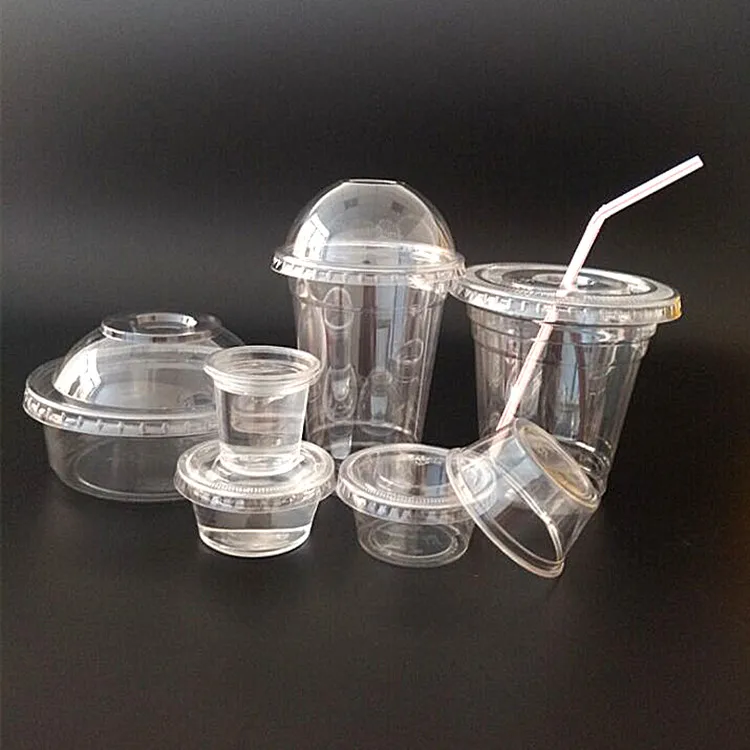Custom printing logo 12oz 16oz 24oz clear cold drink pp pet pla disposable plastic cups with lids U-shaped boba bubble tea cup