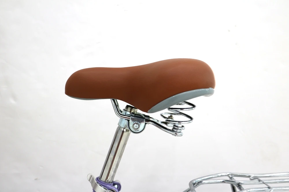 female bicycle online store purple 1speed 26inch spoked wheels carrier basket adult women City bike