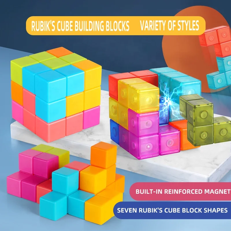 CPC Montessori DIY Colorful Educational Magnetic ABS Plastic Building Blocks Set Children Toy magnetic cubes toys