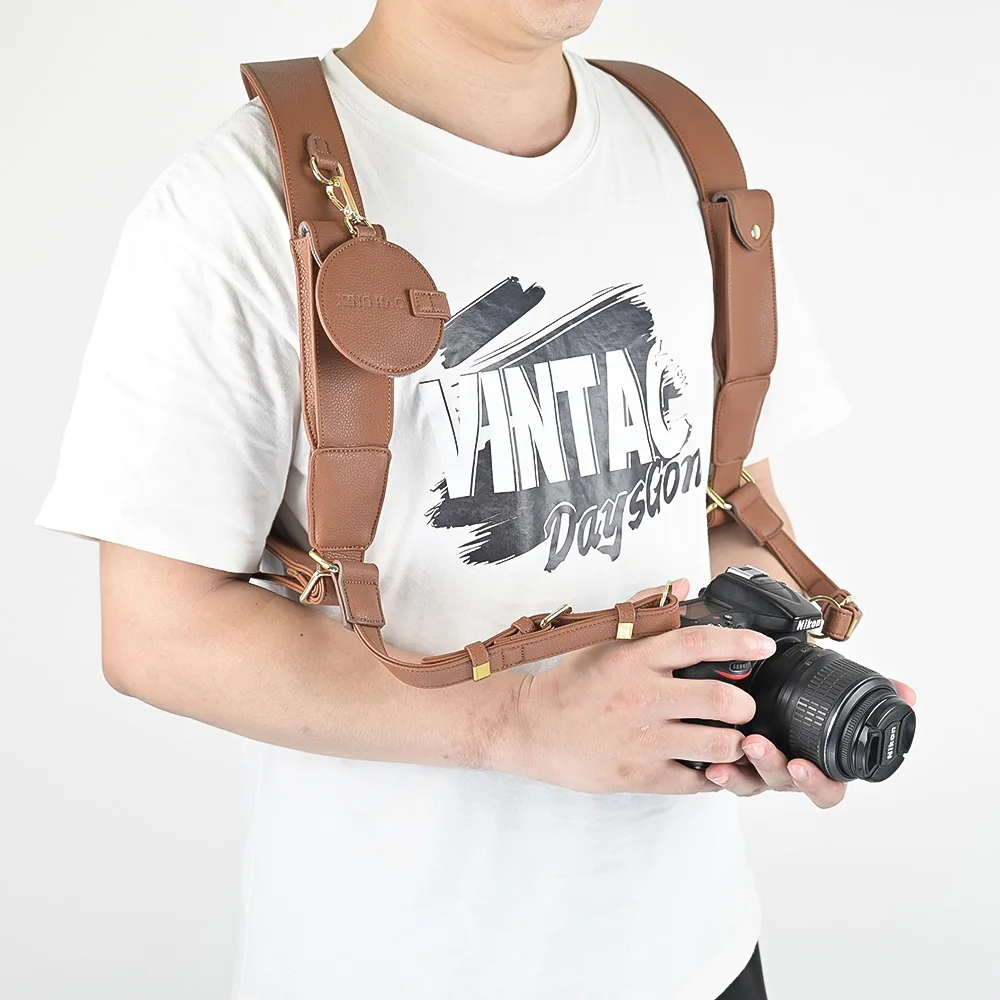 Best Quality Dual Camera Microfiber Leather Harness Strap 100% Shoulder  Camera Straps