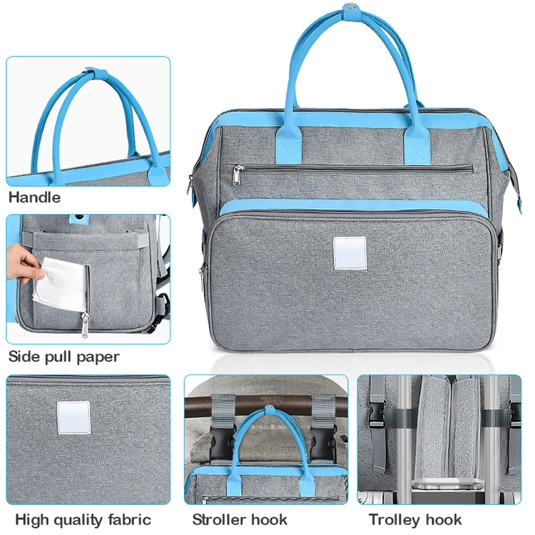 Custom durable new born waterproof carry tote mother backpack multifunctional baby folding diaper bag