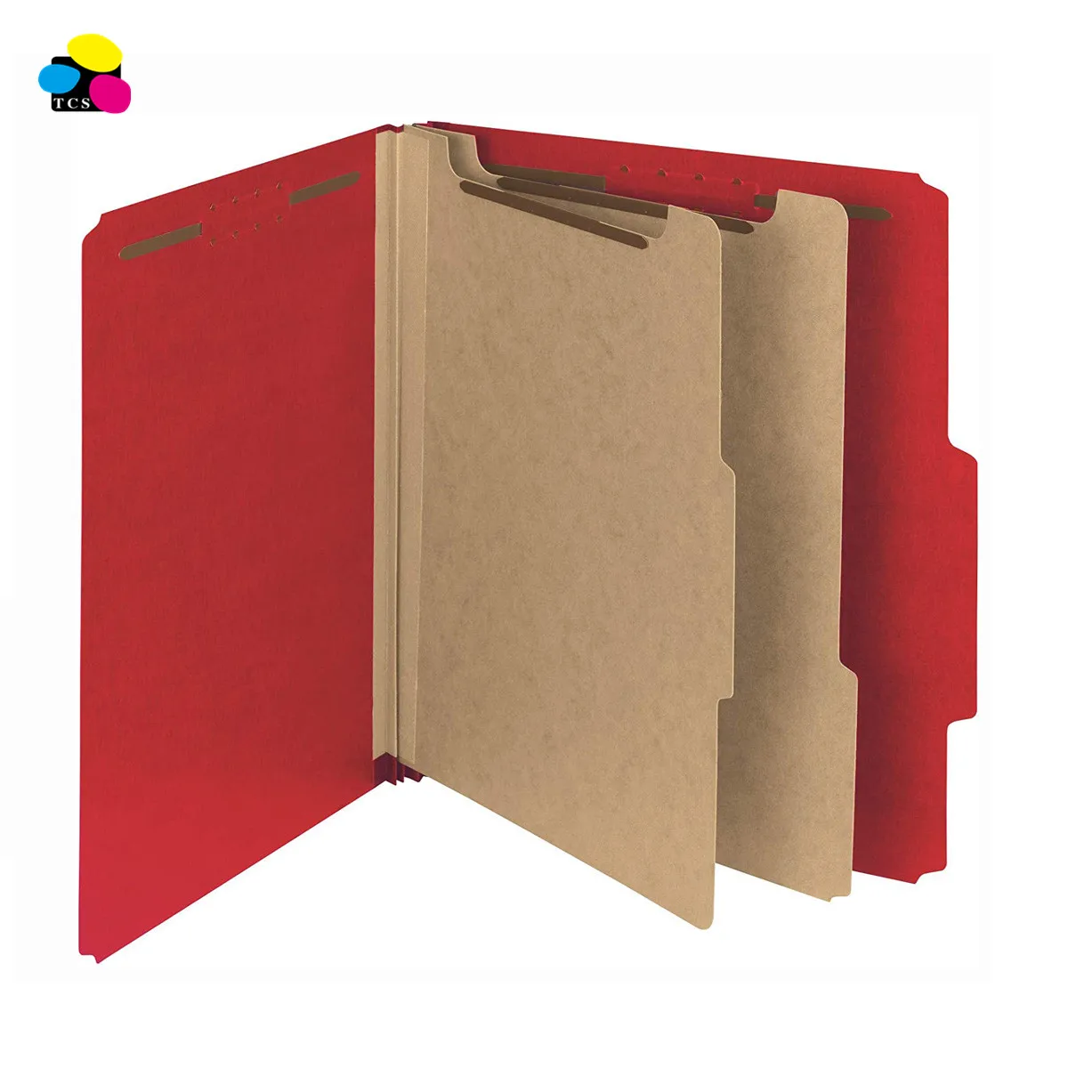 1/3 cut Tab 2 Dividers Dark Red Letter Size Pressboard Classification Folders With Fasteners