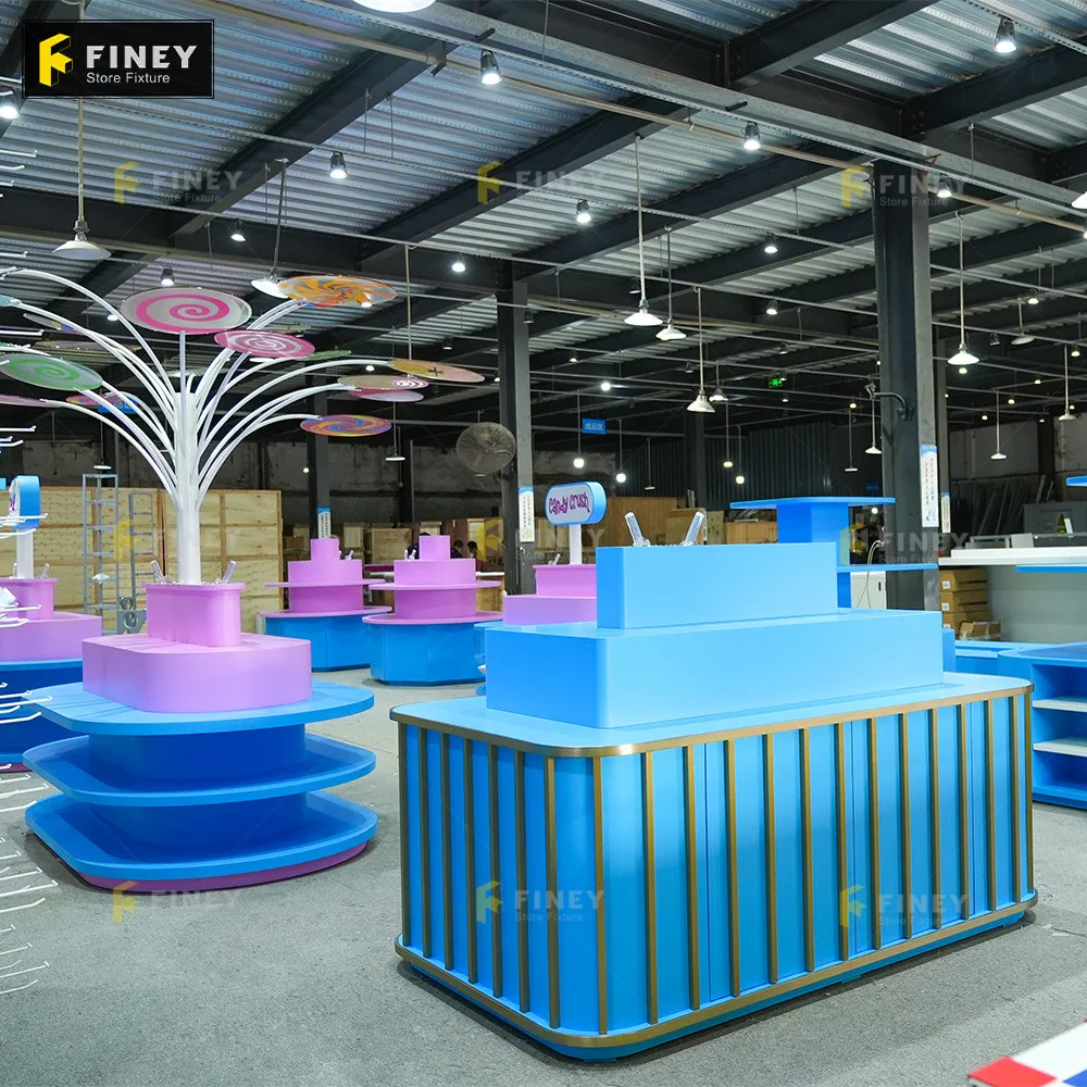 Retail Custom Sweet Store Furniture Snack Confectionery Boutique Display Shelf Lollipop Tree Decoration Candy Shop Display Rack