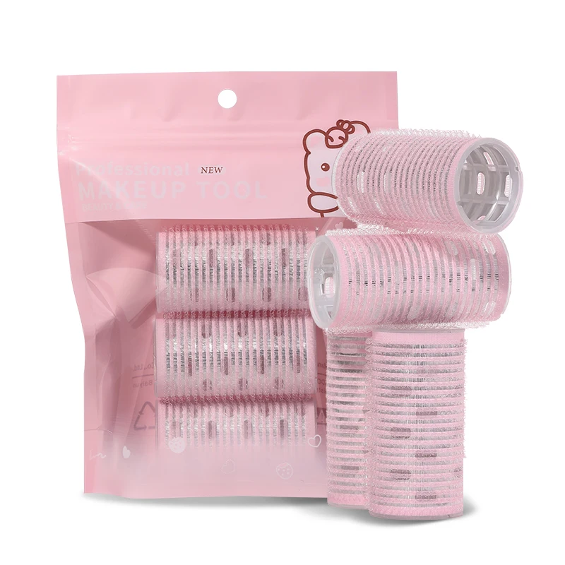 3pcs Ceramic Thermal Hair Rollers Set S911 Pink Velcroe Roller Curlers For Short Long Medium Hair Self-Grip Plastic Hair Rollers
