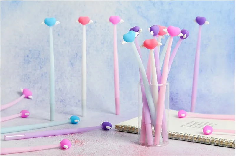 yiwu cute heart promotions pens kawaii cartoon school stationery cartoon ballpen promotion colour promotions pens