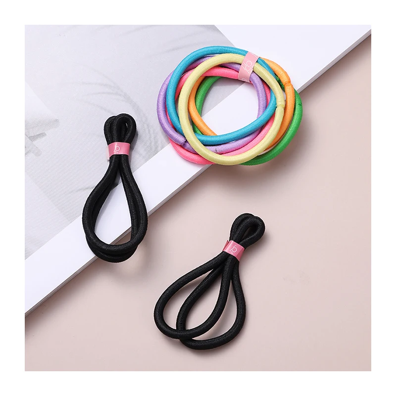 BSCI Audited Factory Wholesale Fashion Women Girls Basic Hair Accessories Thin Black Elastic Hair Ties Hair Elastic Band