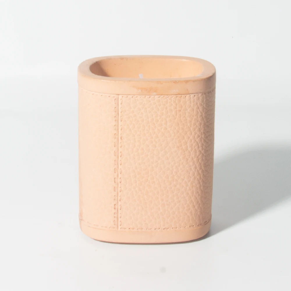 Luxury Leather Empty Effect Concrete Wholesale Candle Jars Candle Vessels Container Home Decor for Easter Silk Screen Printing