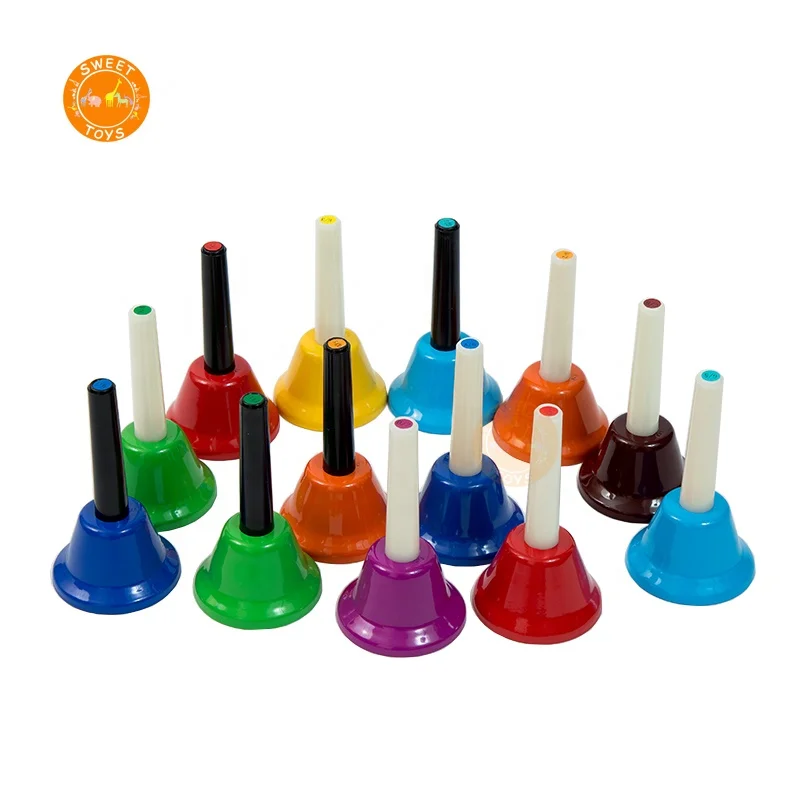 Educational musical instrument playing set toy  hand bells Set 13 Note Diatonic Metal Musical Bells for early education