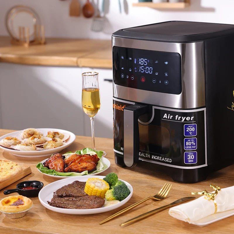 Stainless Steel Smart Air Fryer with Super Long Digital Display Home Use Only Deep Electronic Screen Feature